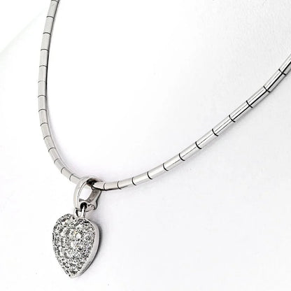 Carthttier 18K White Gold Pave Diamond Heart Necklace