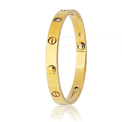 Carthttier Love 18K Yellow Gold 4 Diamond Size 17 With Box And Screwdriver Bracelet