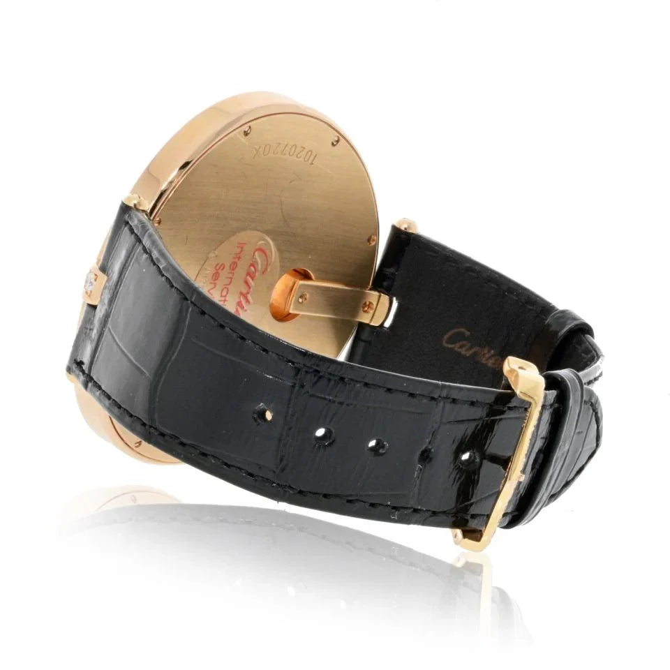 Carthttier 18K Rose Gold Captive 55mm Diamond Bezel And Diamond Dial Watch