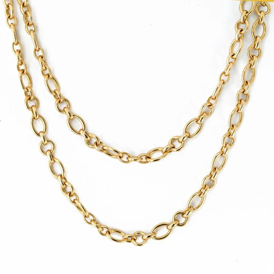 Carthttier 18K Yellow Gold Oval And Round Chain 36 Inches Necklace