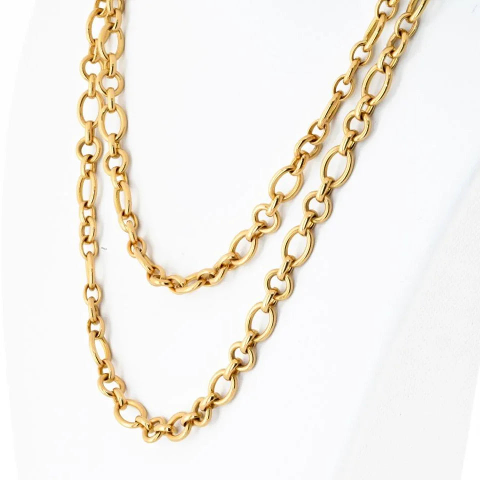 Carthttier 18K Yellow Gold Oval And Round Chain 36 Inches Necklace