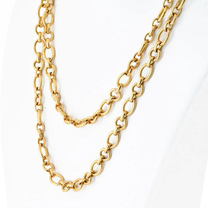 Carthttier 18K Yellow Gold Oval And Round Chain 36 Inches Necklace