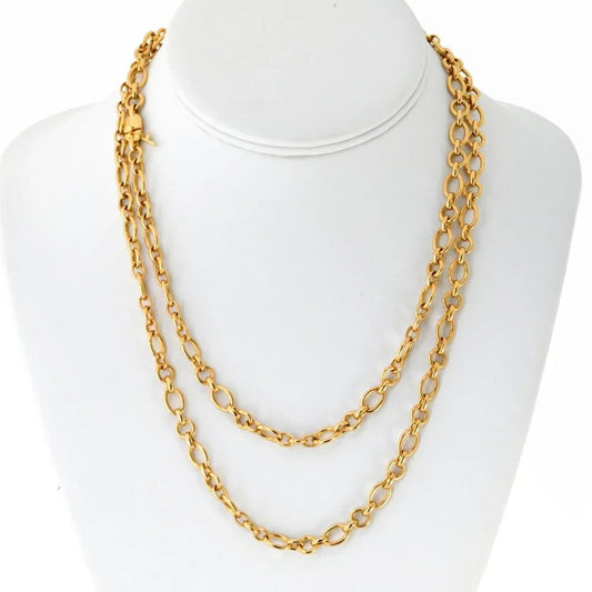 Carthttier 18K Yellow Gold Oval And Round Chain 36 Inches Necklace