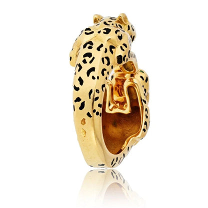 Carthttier 18K Yellow Gold Double Panthere Spotted Head Ring