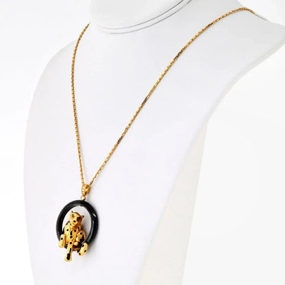 Carthttier 18K Yellow Gold Panthere Black Ceramic Necklace