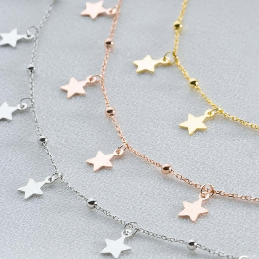 925 Silver Dainty Stellar Chain Necklace Jewelry Gift