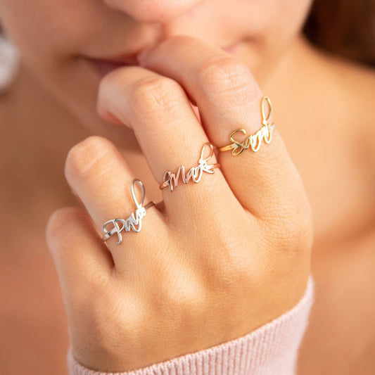 Sterling Silver Ring with Personalized Calligraphy Name