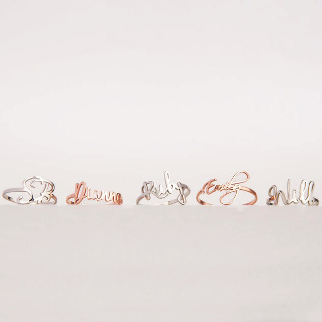 Sterling Silver Ring with Personalized Calligraphy Name