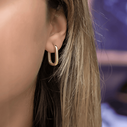 U Shaped Huggie Hoop Earrings Gold Plated Silver