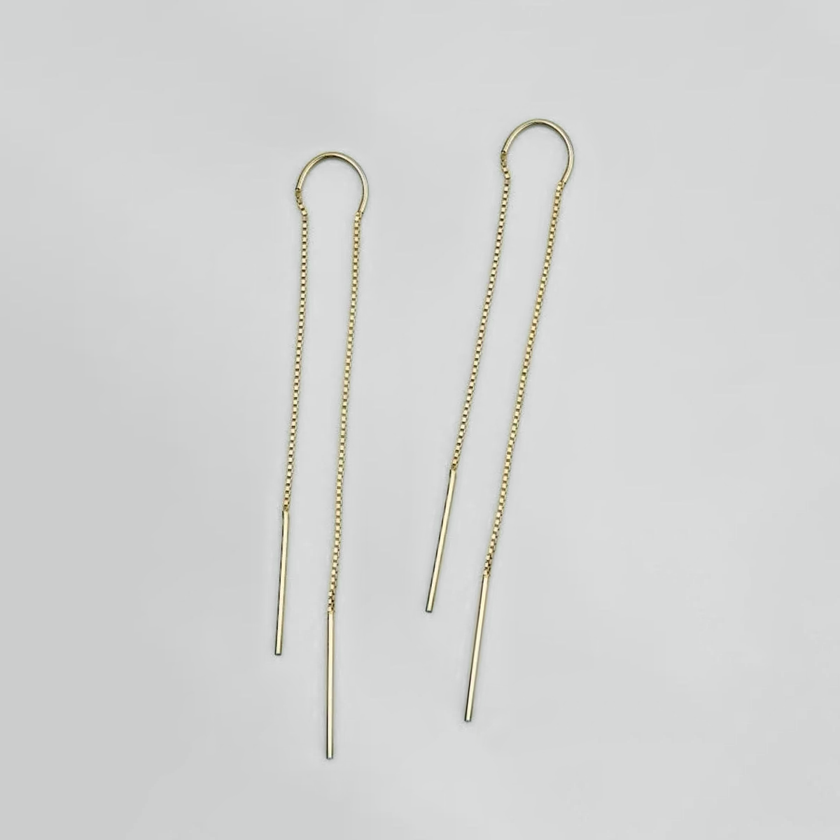 Pull Through Long Chain Threader Earrings in Silver