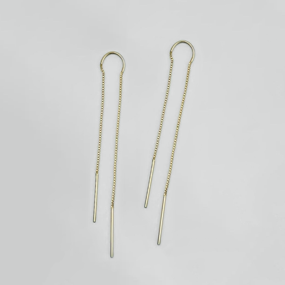 Pull Through Long Chain Threader Earrings in Silver