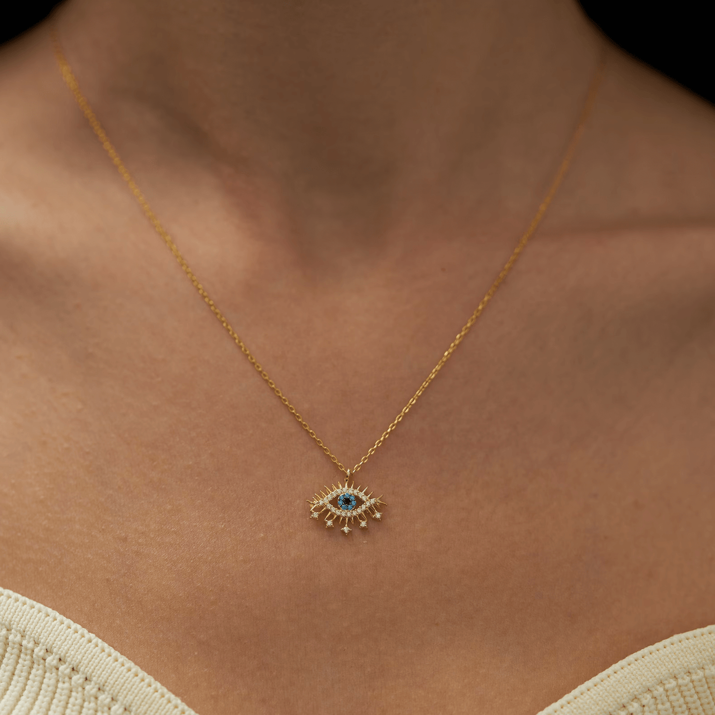 Sterling Silver Protection Necklace Evil Eye Pendant Amulet