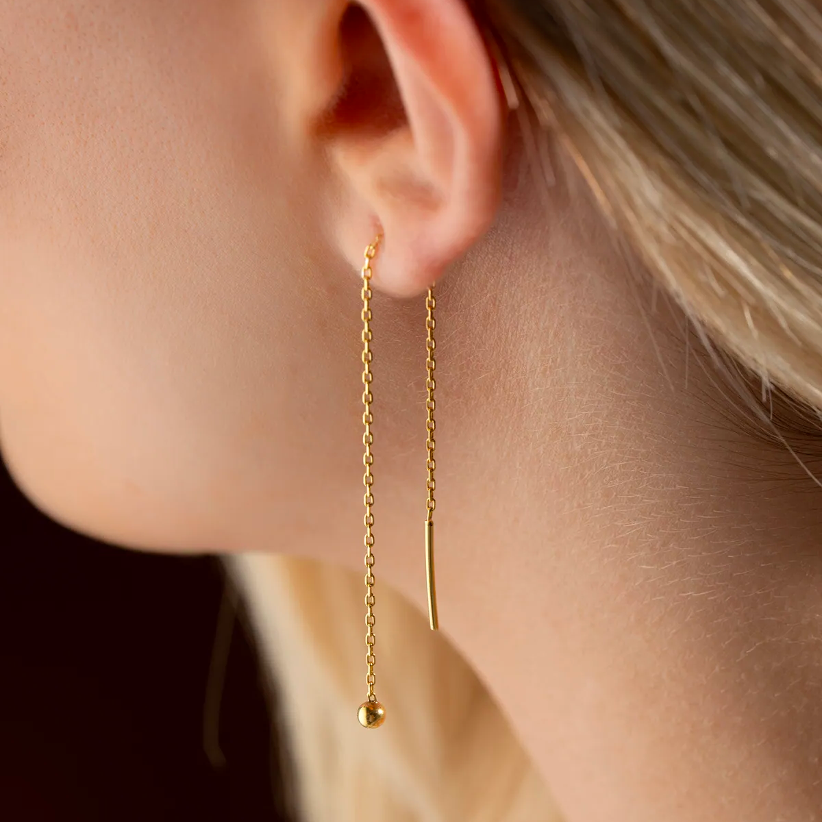 Chain U Earrings 925 Silver Minimalist Ear Threader