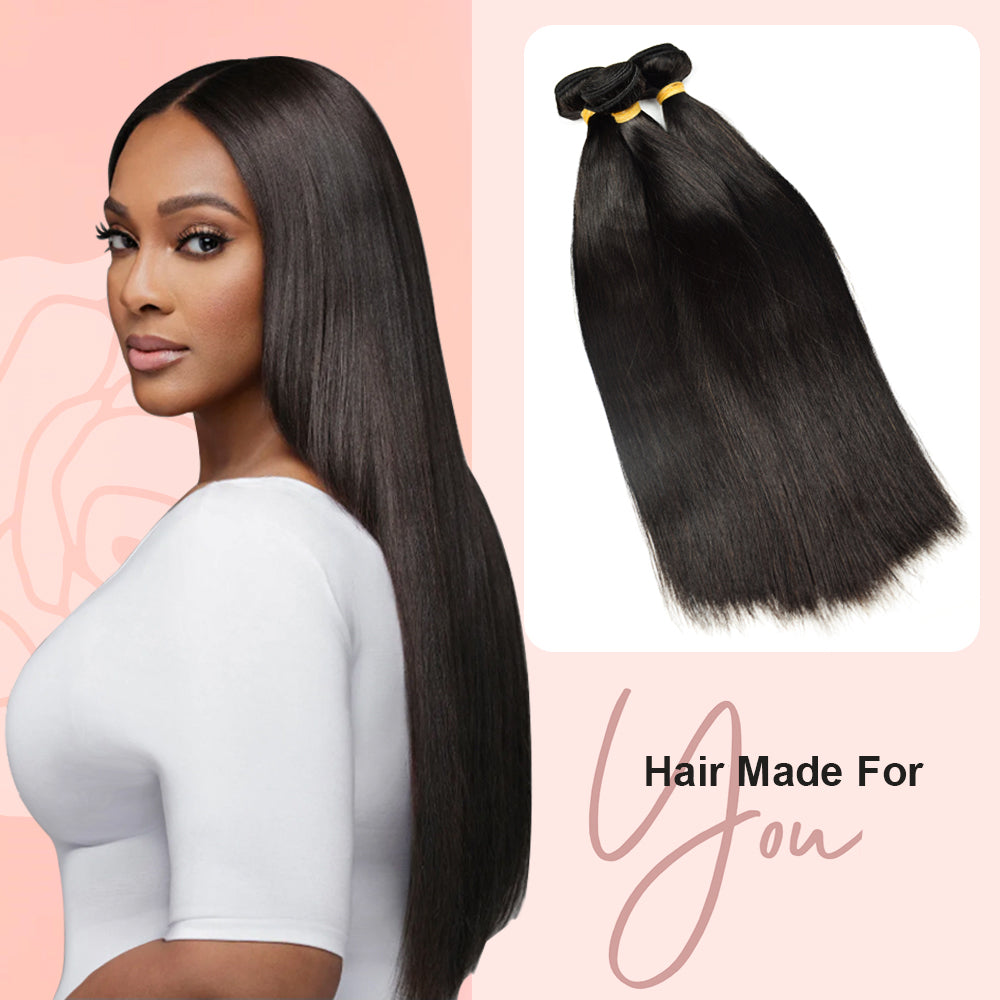 #1B Straight Hair 10A Bundles 100% Unprocessed Brazilian Virgin Human Hair Weave Bundles for Black Women CVOHAIR