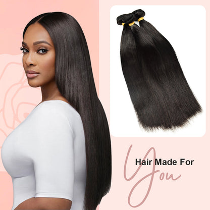 #1B Straight Hair 10A Bundles 100% Unprocessed Brazilian Virgin Human Hair Weave Bundles for Black Women CVOHAIR