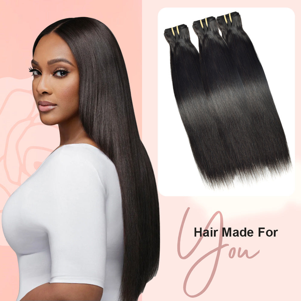 #1B Straight Hair 12A Bundles 100% Unprocessed Brazilian Virgin Human Hair Weave Bundles for Black Women CVOHAIR