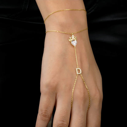 Hand Chain Gold Queen Crown Personalized Slave Bracelet