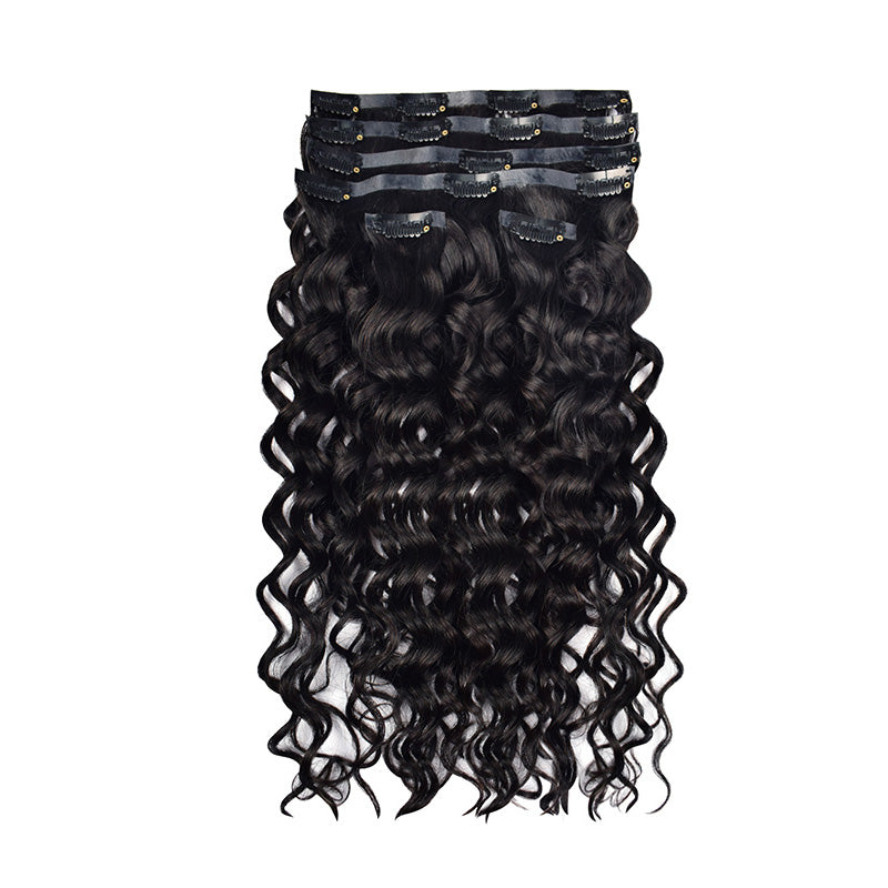#1B 6Pcs Italian Curly PU Seamless Clip ins Flash Sale Free Shipping Hair Extensions Real Human Hair 120G CVOHAIR