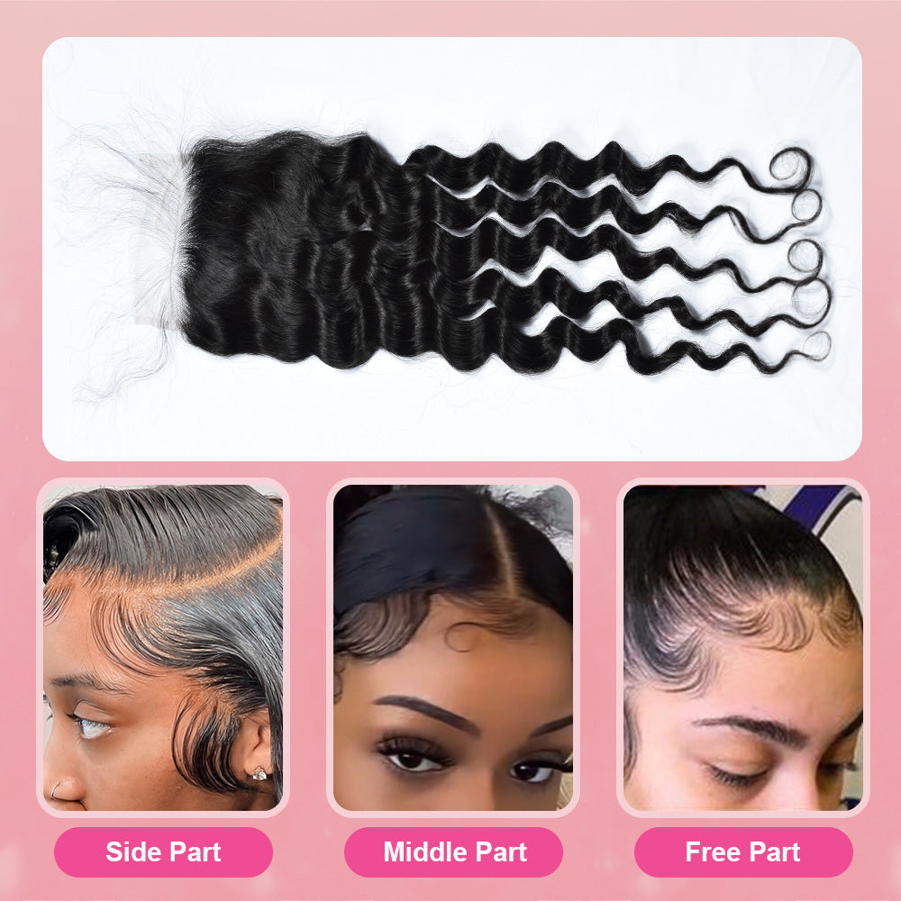 #1B Loose Deep Wave HD Lace Closure  Natural Looking Cvohair