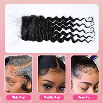 #1B Loose Deep Wave HD Lace Closure  Natural Looking Cvohair