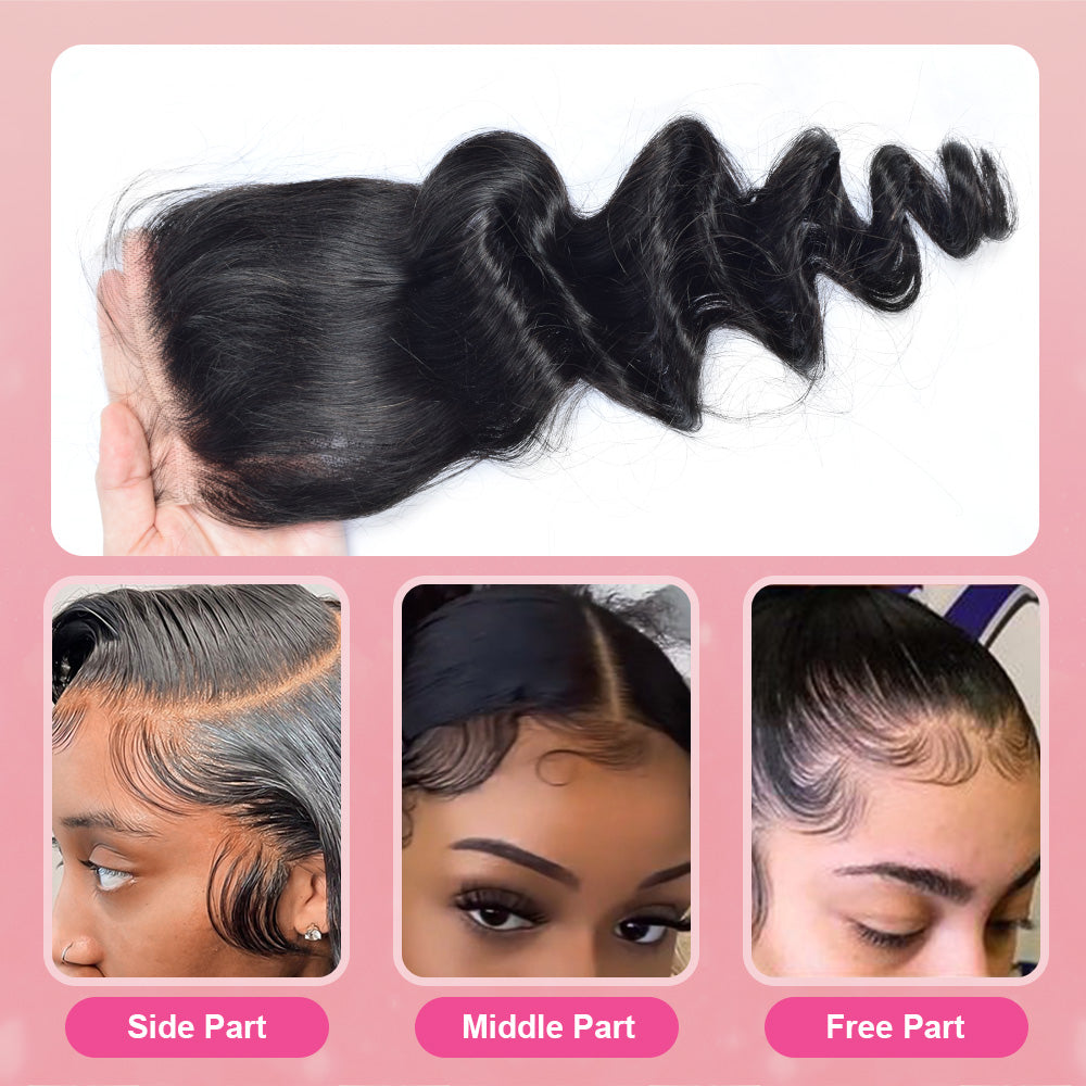 Loose Wave #1B HD Lace Closure Human Hair Cvohair