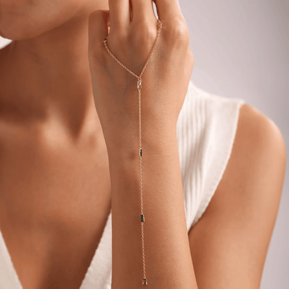 Baguette Cubic Zirconia Y Necklace Gold Color Chain