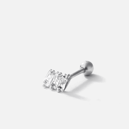 Baguette Stone Sterling Silver Ear Piercing Stud