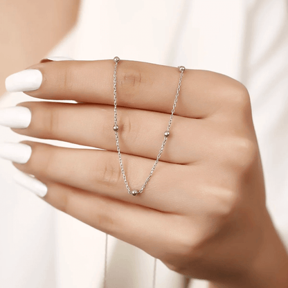 Satellite Chain Necklace 925 Silver with Rhodium Overlay