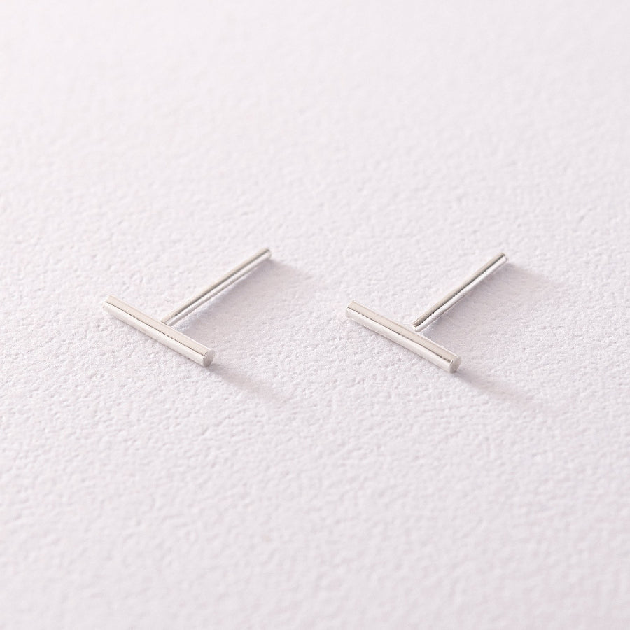 Dainty Ear Studs Gold Plated Silver Basic Bar Earrings