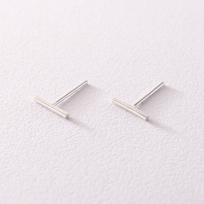 Dainty Ear Studs Gold Plated Silver Basic Bar Earrings