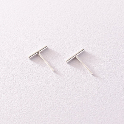 Dainty Ear Studs Gold Plated Silver Basic Bar Earrings