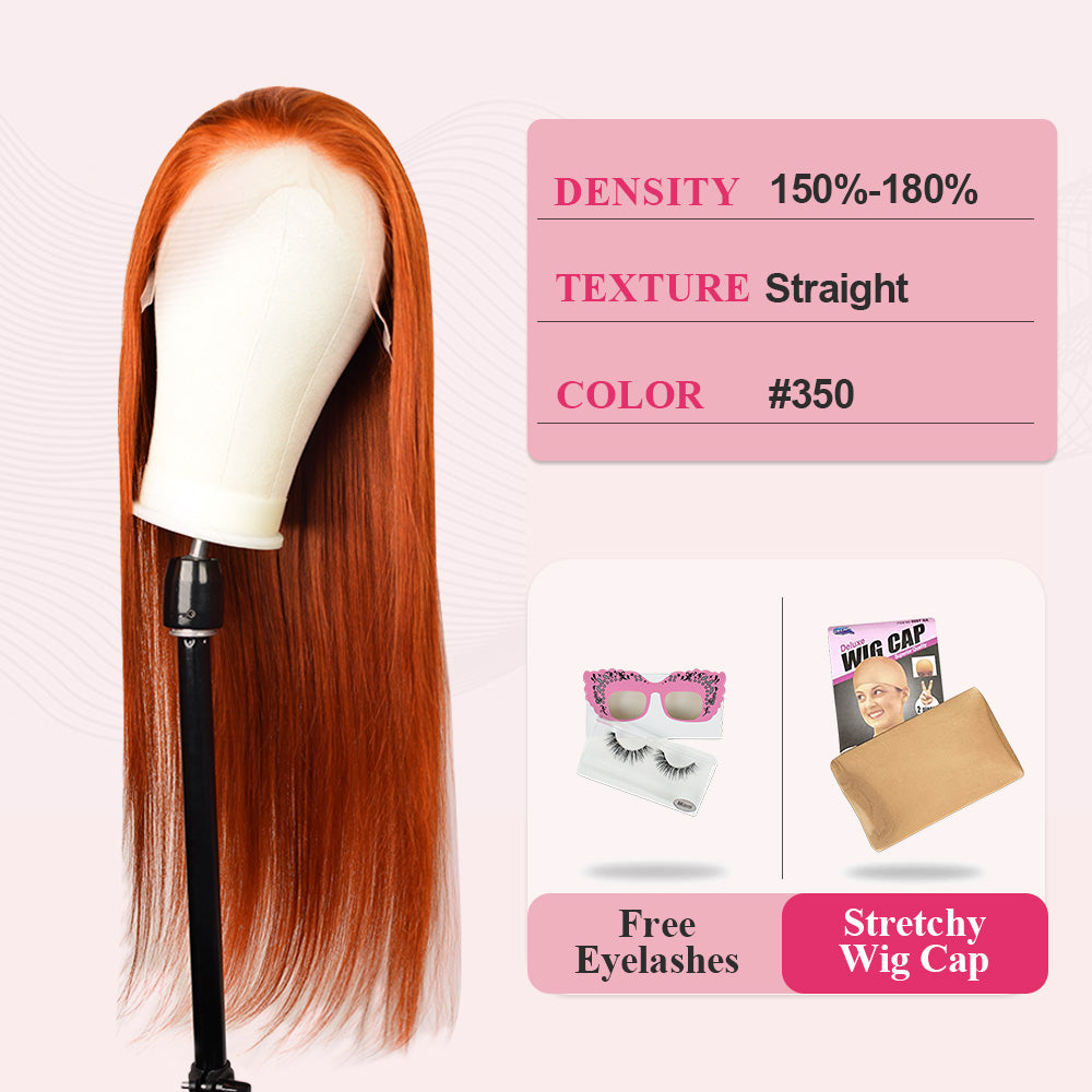 #350 Straight HD Lace Front Wigs Human Hair 200% Density Transparent Lace Frontal Wigs Pre Plucked With Baby Hair CVOHAIR