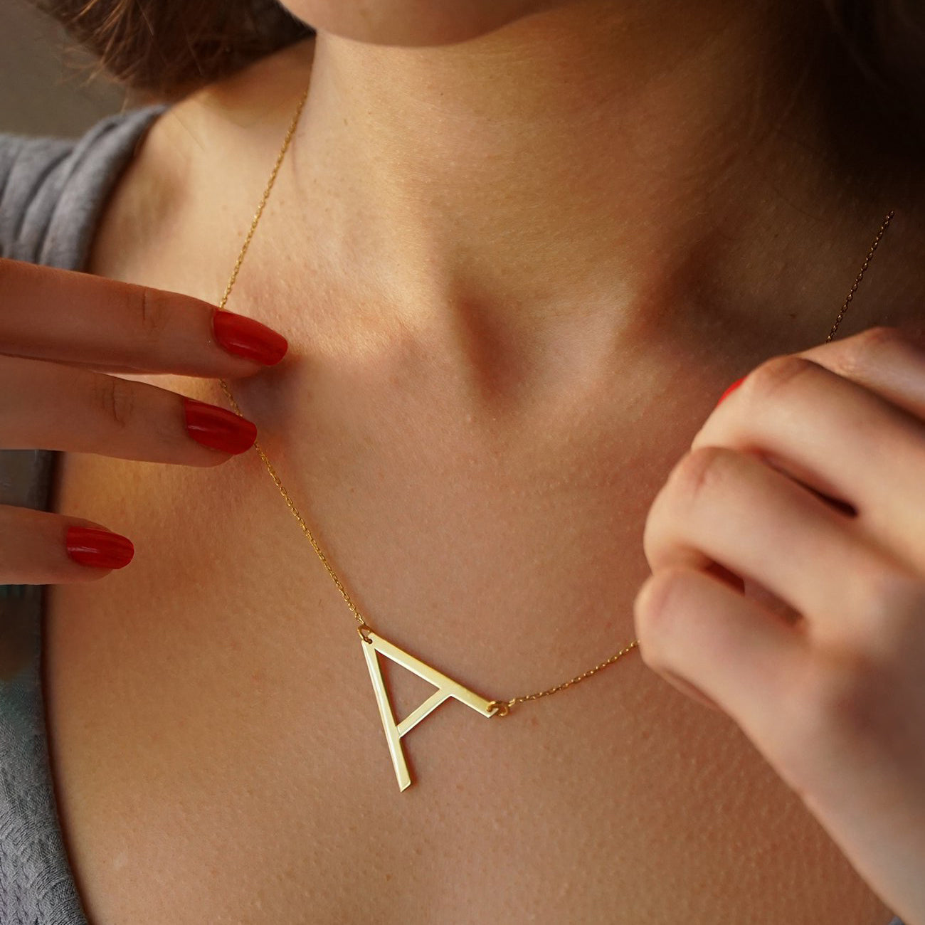 Big Letter Necklace 925 Silver Custom Pendant