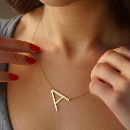 Big Letter Necklace 925 Silver Custom Pendant