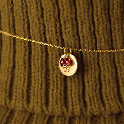 Birthstone Personalized Initial Letter Silver Chain Necklace