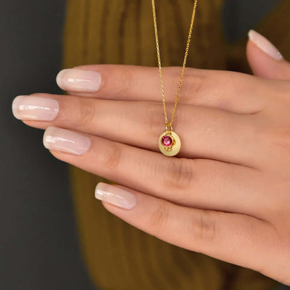 Birthstone Personalized Initial Letter Silver Chain Necklace