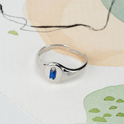 Women's Dainty Signet Wrap Ring with Birthstone