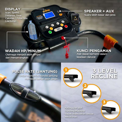 Treadmill Elektrik BODIMAX RUNNING MACHINE BLACK