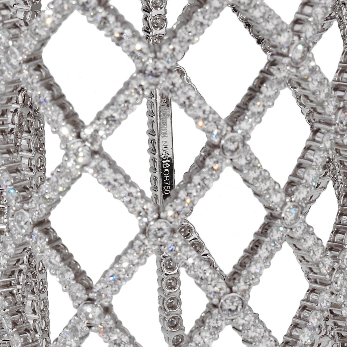 bothtucheron 64.47ct Weave Diamond 18k White Gold Cuff Bangle Bracelet