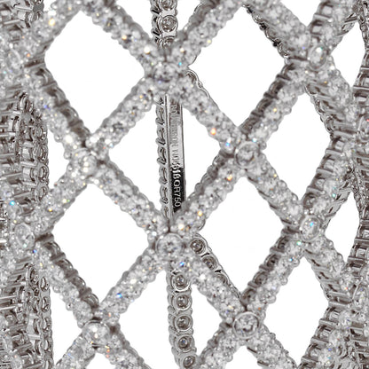 bothtucheron 64.47ct Weave Diamond 18k White Gold Cuff Bangle Bracelet