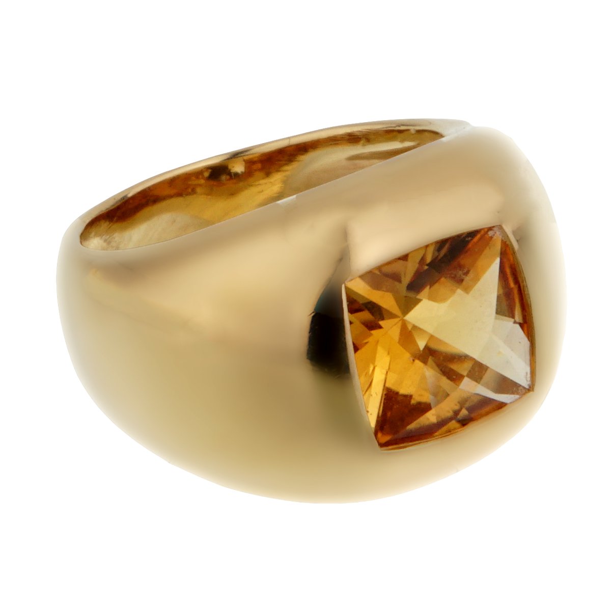 bothtucheron Citrine 18k Yellow Gold Cocktail Ring Sz 6 1/4