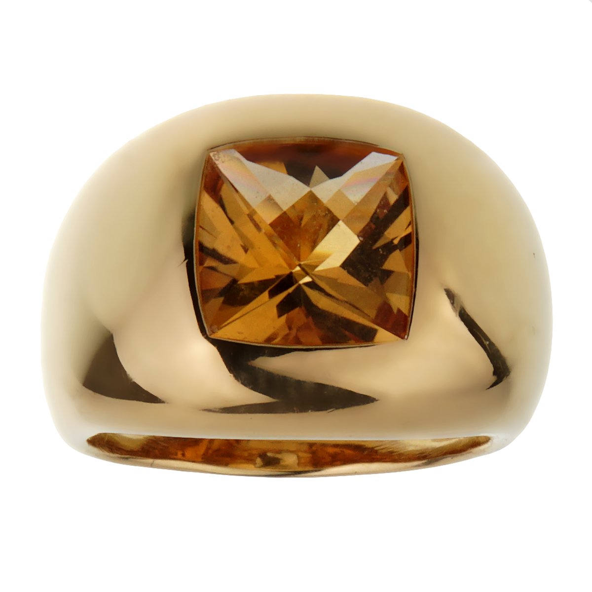 bothtucheron Citrine 18k Yellow Gold Cocktail Ring Sz 6 1/4