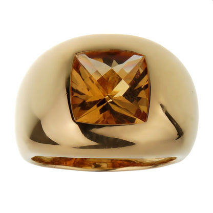 bothtucheron Citrine 18k Yellow Gold Cocktail Ring Sz 6 1/4