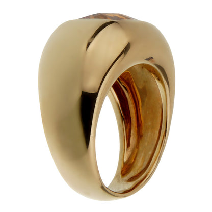 bothtucheron Citrine 18k Yellow Gold Cocktail Ring Sz 6 1/4