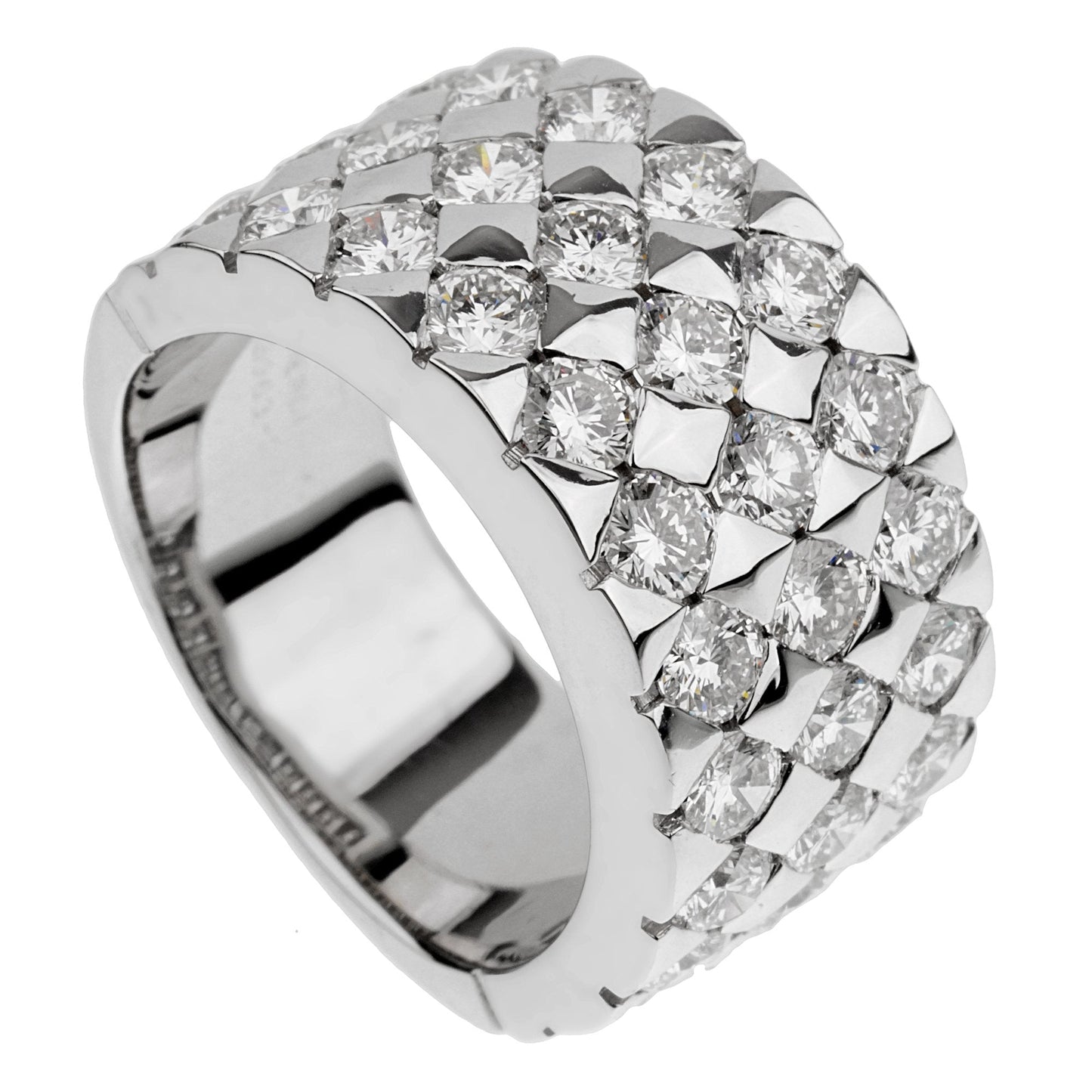 bothtucheron Diamond 18k White Gold Cocktail Band Ring Sz 6 3/4