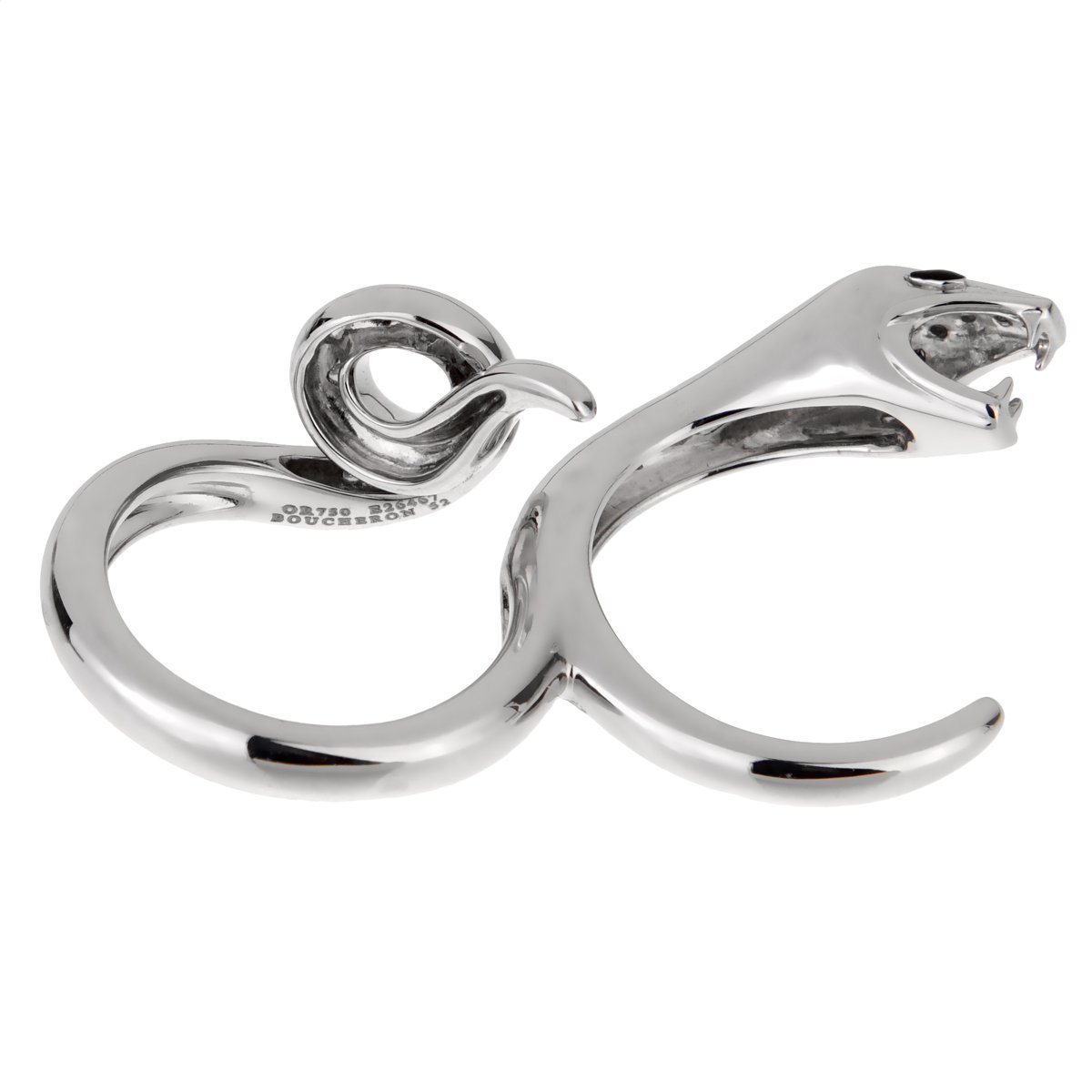 bothtucheron Kaa Snake Two Finger 18k White Gold Diamond Cocktail Ring Sz 6