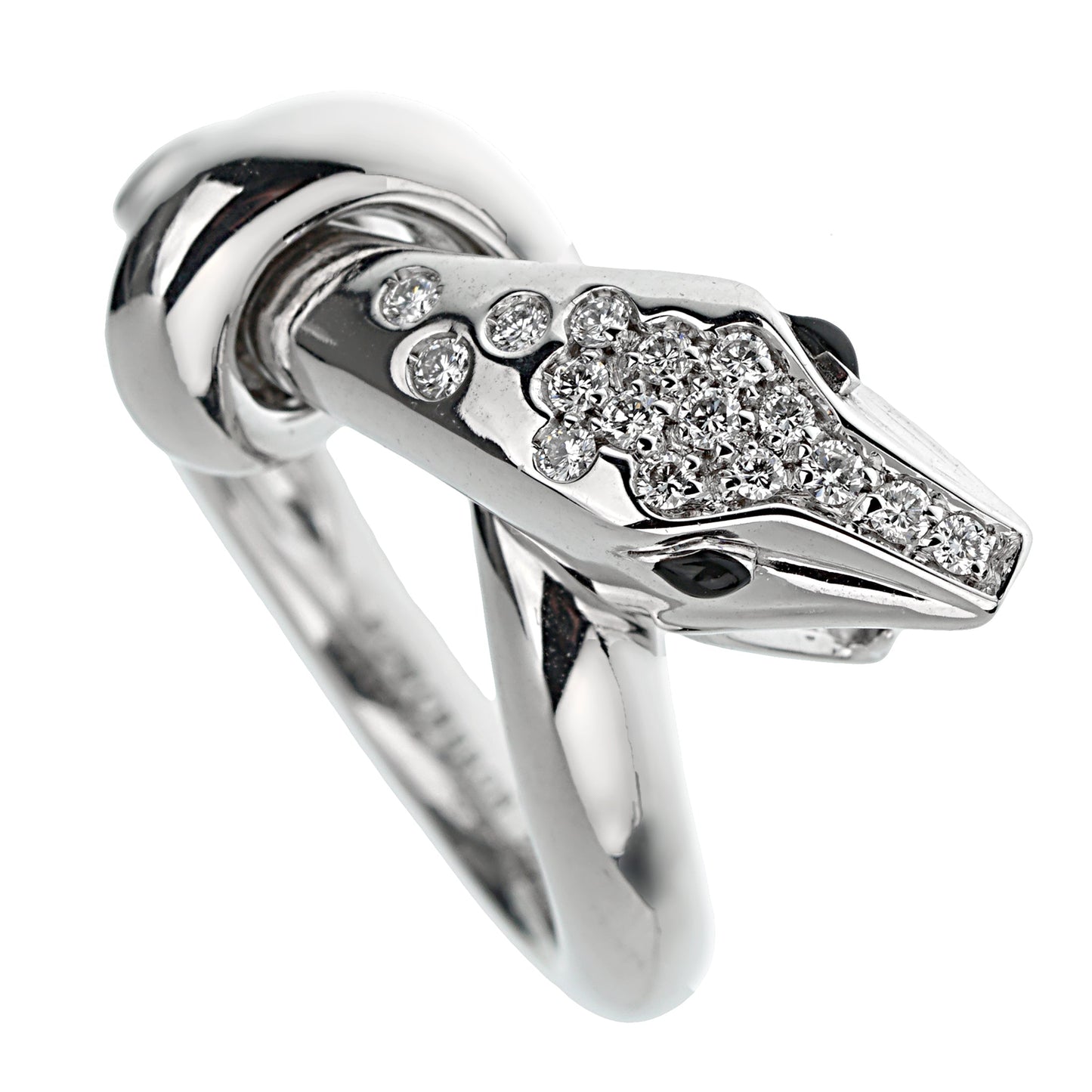 bothtucheron Kaa Snake 18k White Gold Diamond Cocktail Ring