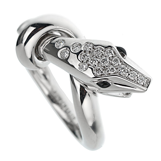 bothtucheron Kaa Snake 18k White Gold Diamond Cocktail Ring