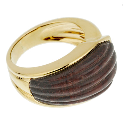 bothtucheron Paris Wood Yellow Gold Cocktail Ring Circa 1970s