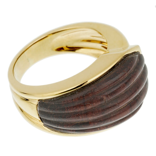 bothtucheron Paris Wood Yellow Gold Cocktail Ring Circa 1970s